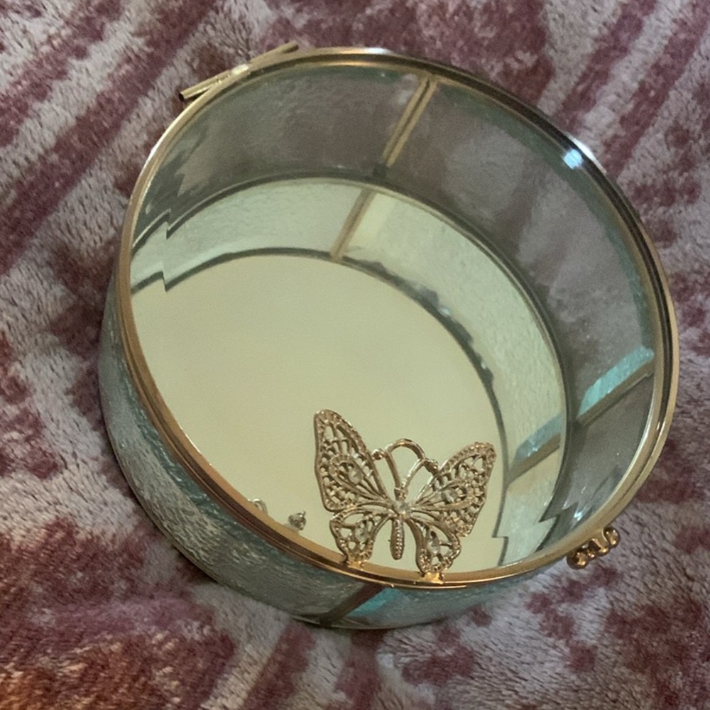 Elegant Gold Butterfly Mirror Tray